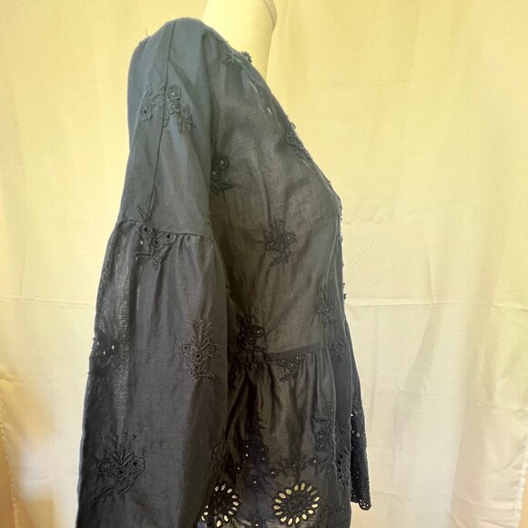 J.Jill Navy blue Eyelet Ruffle Blouse - Picture 10 of 13